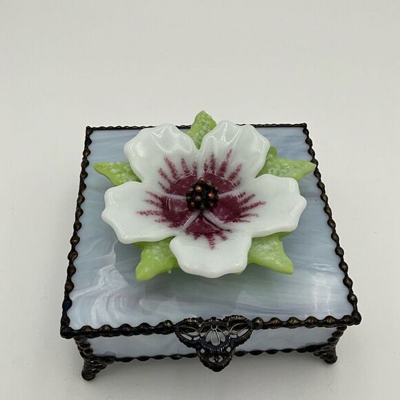 HANDCRAFTED Stained Glass Jewelry Box Keepsake Box - Picture 2 of 5